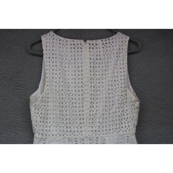Madewell White Eyelet Dress-Size 4-Sleeveless-Lined-Pockets-Back Zip - Picture 8 of 10